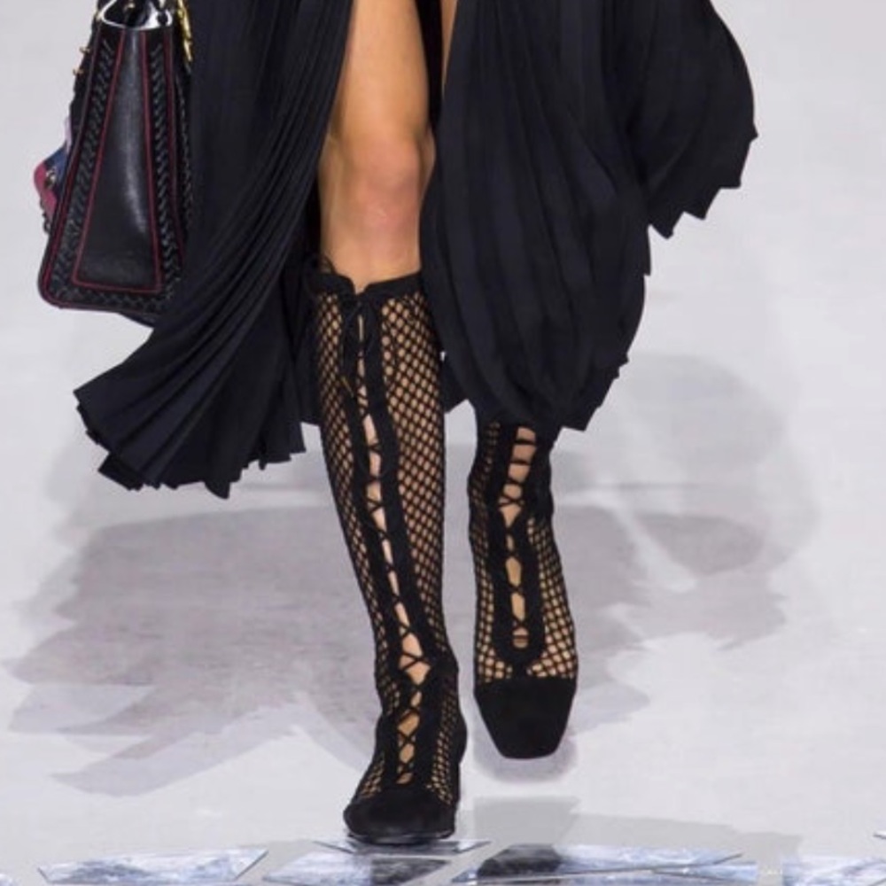 Dior naughty d mesh suede boots